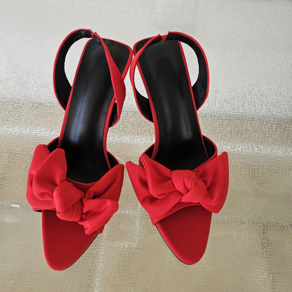 SHEIN Red Bow Slingback Heels – Chic Statement Party Stilettos Size 39